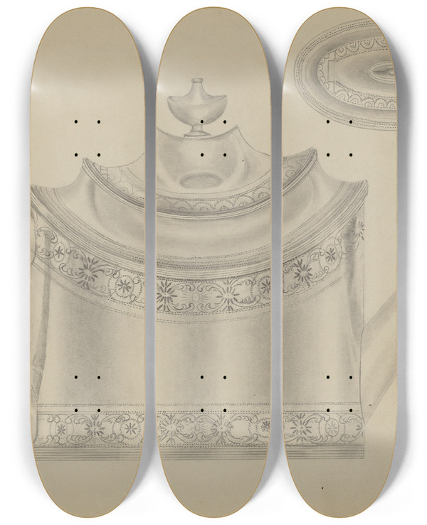 Triptych art skateboard deck of Gordon Sanborn Silver Teapot_2 by Gordon Sanborn