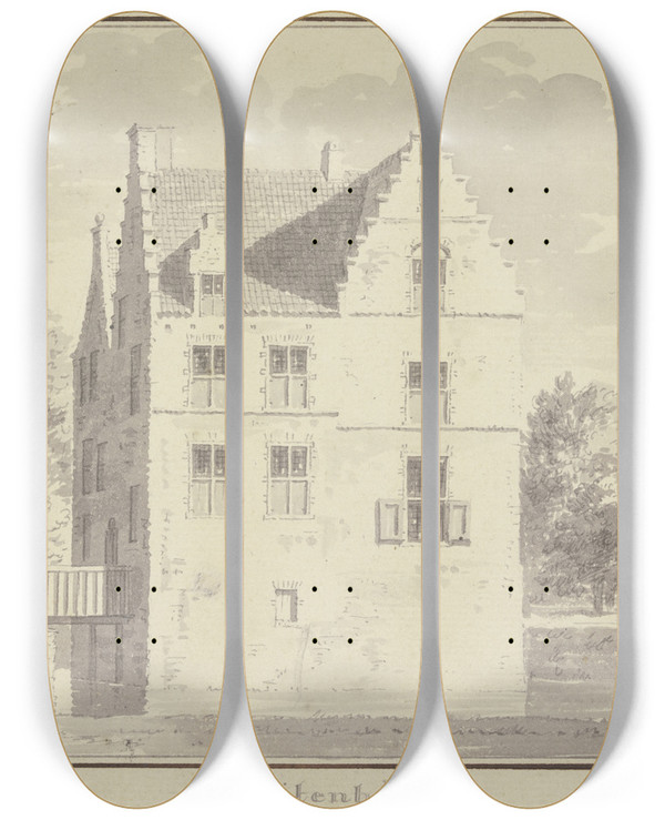 Triptych art skateboard deck of Cornelis Pronk Spytenburg by Cornelis Pronk (1691-1759)