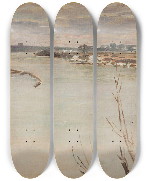 Triptych art skateboard deck of Jacek Malczewski Spring Thaw by Jacek Malczewski (1854-1929)
