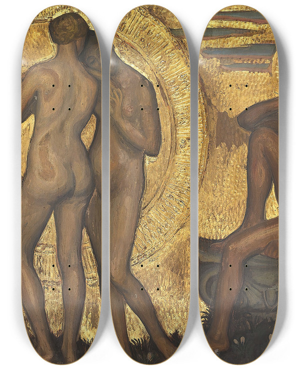Triptych art skateboard deck of Johannes Kragh Paris Dom by Johannes Kragh (1870-1946)