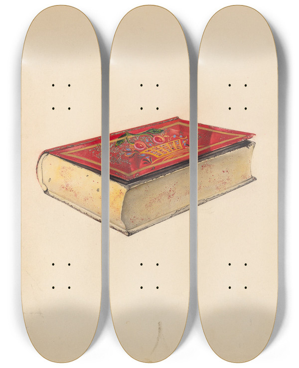 Triptych art skateboard deck of Grace Halpin Painted Tin Trinket Box_2 by Grace Halpin