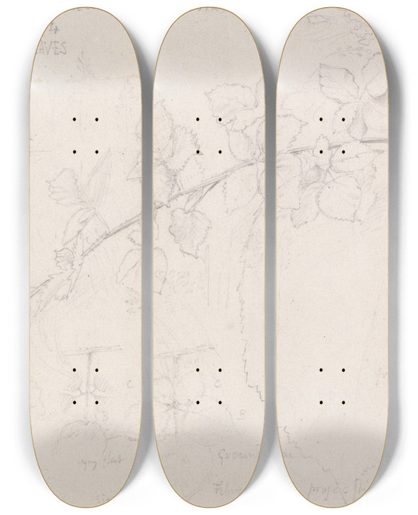 Triptych art skateboard deck of Samuel Palmer Brambles by Samuel Palmer (1805-1881)