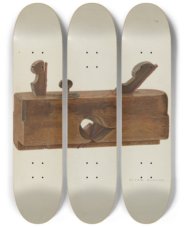Triptych art skateboard deck of Oscar Bluhme Plane by Oscar Bluhme