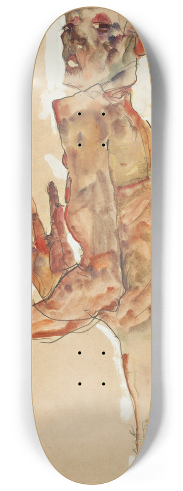 Egon Schiele - Self-Portrait with Splayed Fingers 8.25 inch art skate deck
