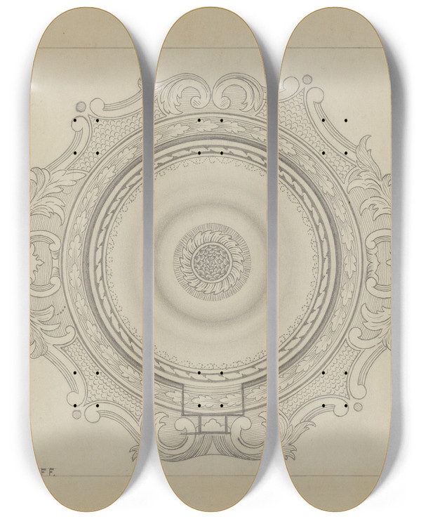 Triptych art skateboard deck of Hans Westendorff Silver Teapot_2 by Hans Westendorff