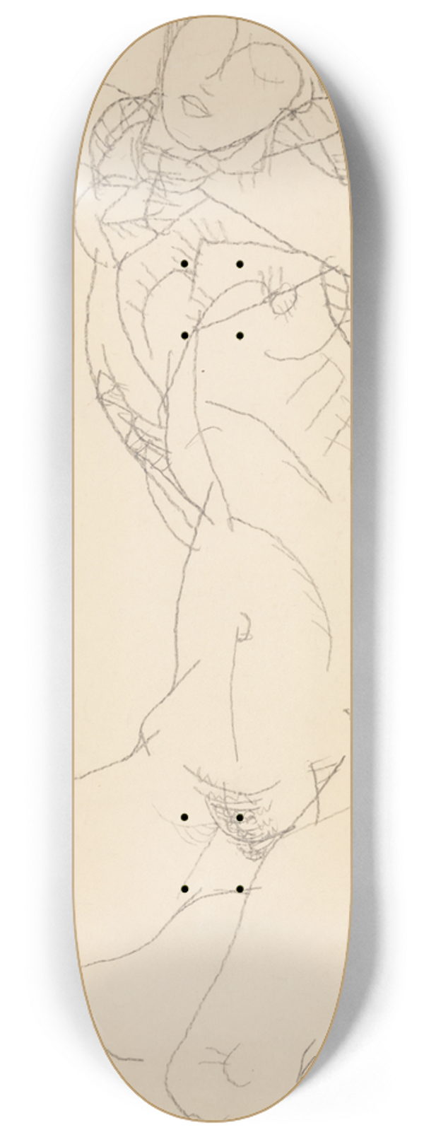 Egon Schiele - Seminude with Arms Raised 8.25 inch art skate deck