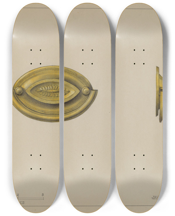 Triptych art skateboard deck of Janet Riza Drawer Pull_10 by Janet Riza (20-)