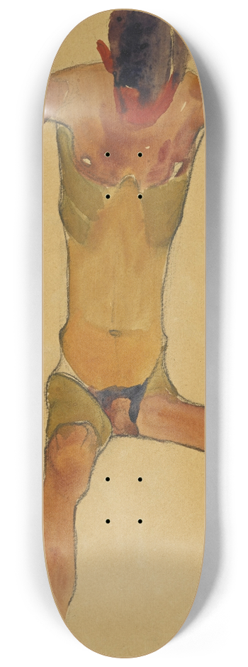 Egon Schiele - Sitzender mnnlicher Akt mit gesenktem Kopf (Seated Male Nude with Lowered Head) 8.25 inch art skate deck