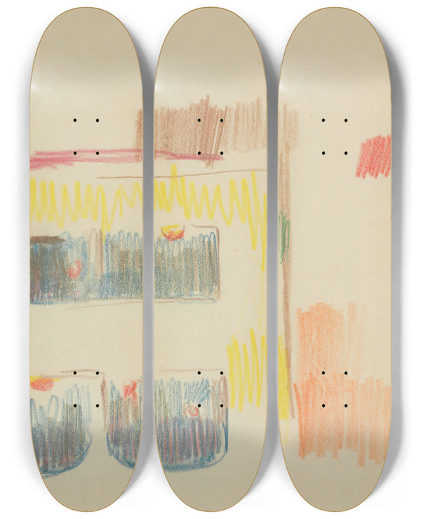 Triptych art skateboard deck of Edvard Munch Untitled 24 by Edvard Munch (1863-1944)