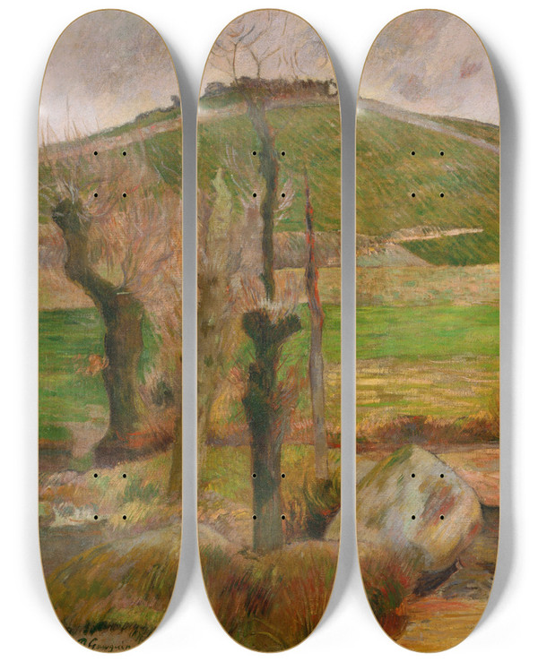 Triptych art skateboard deck of Paul Gauguin Landscape Near Pontaven by Paul Gauguin (1848-1903)