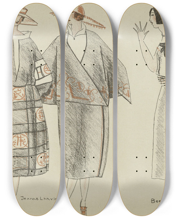 Triptych art skateboard deck of Mario Simon Jeanne Lanvin Beer by Mario Simon (19-20-)