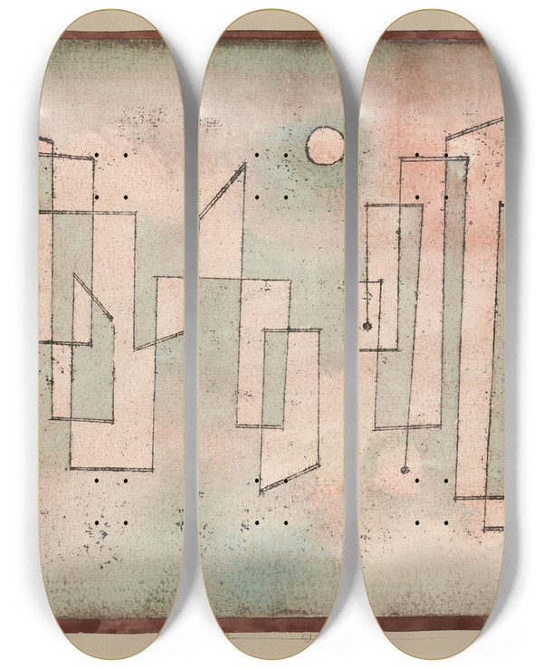 Triptych art skateboard deck of Paul Klee Grundfestefoundation by Paul Klee (1879-1940)
