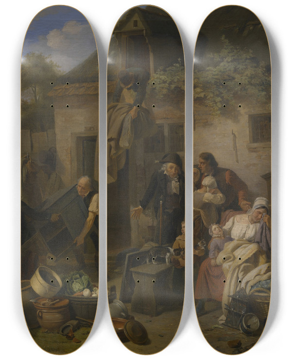 Triptych art skateboard deck of Jozef Geirnaert Auction Of Seized Goods by Jozef Geirnaert