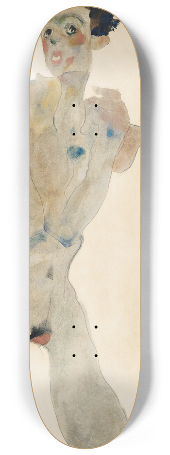 Egon Schiele - Stehender mnnlicher Akt mit verschrnkten Armen (Selbstportrait) 8.25 inch art skate deck