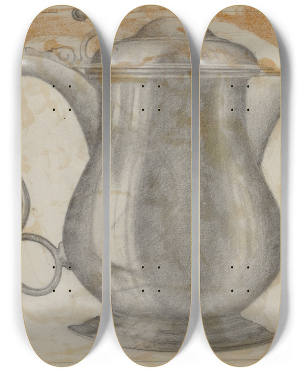 Triptych art skateboard deck of Joseph Leboit Silver Tankard_2 by Joseph Leboit (1907-2002)