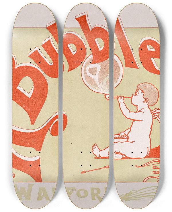 Triptych art skateboard deck of Awb Lincoln A Bubble by A.W.B. Lincoln (19-20-)