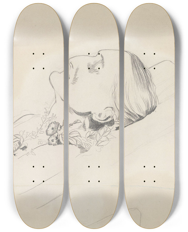 Triptych art skateboard deck of Christian Krohg Camilla Collett P Ddsleiet by Christian Krohg (1852-1925)