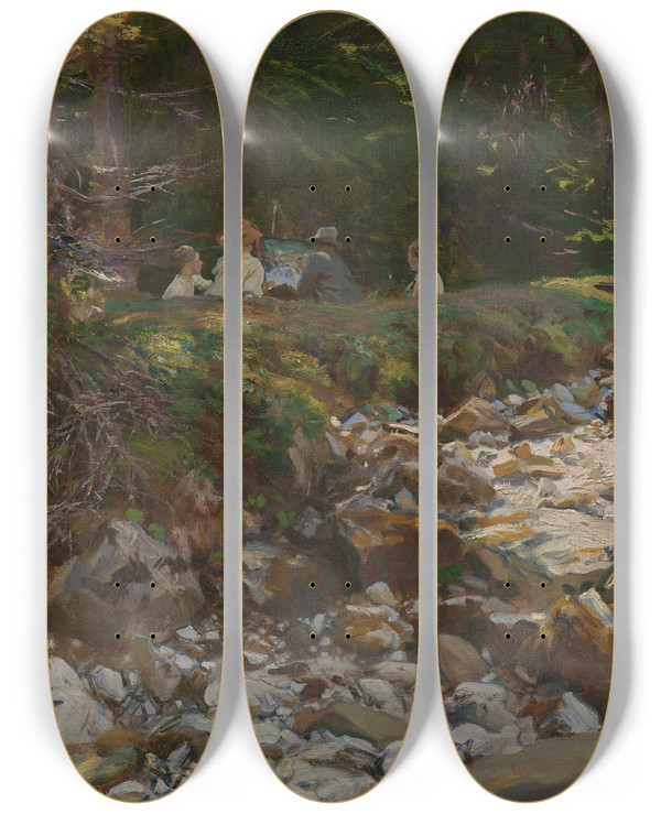 Triptych art skateboard deck of John Singer Sargent The Master And His Pupils by John Singer Sargent (1856-1925)