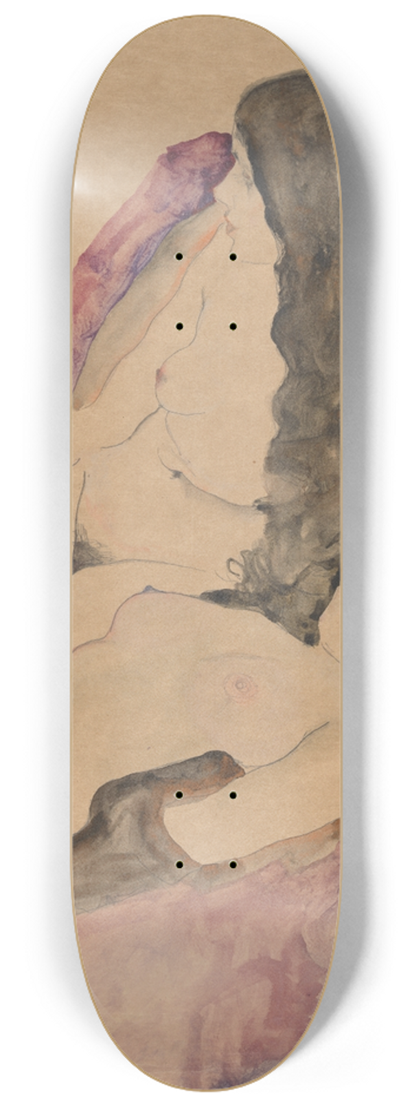Egon Schiele - Two Reclining Nudes 8.25 inch art skate deck