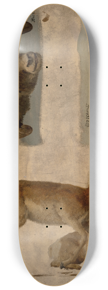 Albert Bierstadt - Study of Bighorn Sheep and Antelope 8.25 inch art skate deck