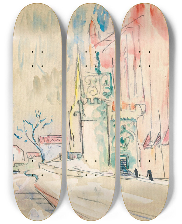 Triptych art skateboard deck of Paul Signac Albi by Paul Signac (1863-1935)