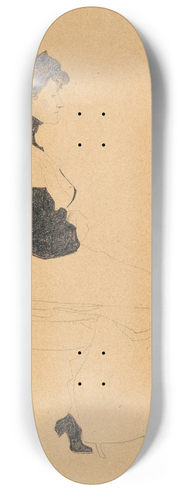 Egon Schiele - Woman in Profile, Seated in a Chair 8.25 inch art skate deck