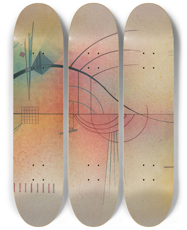 Triptych art skateboard deck of Wassily Kandinsky Linie Line by Wassily Kandinsky (1866-1944)
