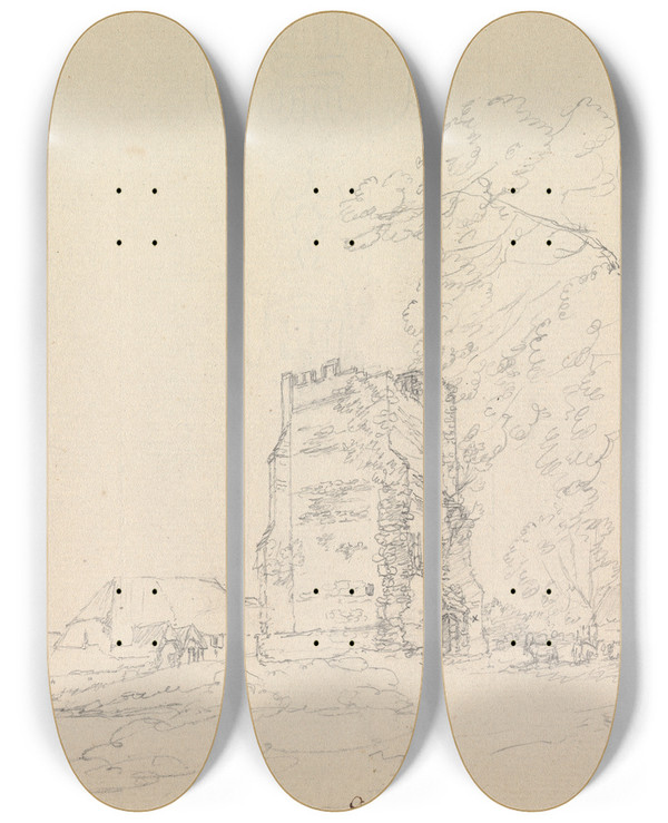 Triptych art skateboard deck of James Moore Cerne Abbey Dorset by James Moore (1762-1799)