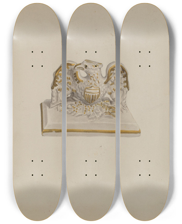 Triptych art skateboard deck of Roberta Spicer Paperweight by Roberta Spicer