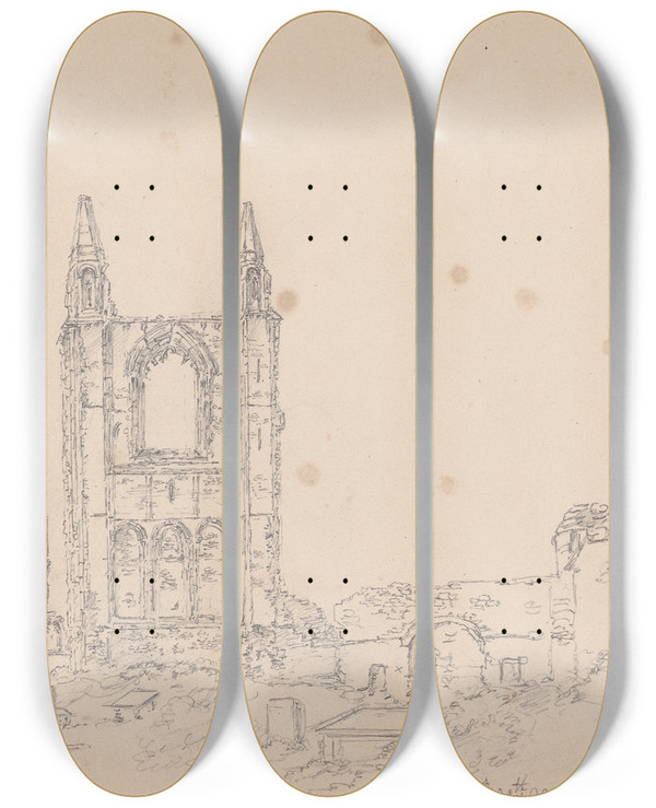 Triptych art skateboard deck of James Moore The Cathedral Of St Andrews Scotland_2 by James Moore (1762-1799)