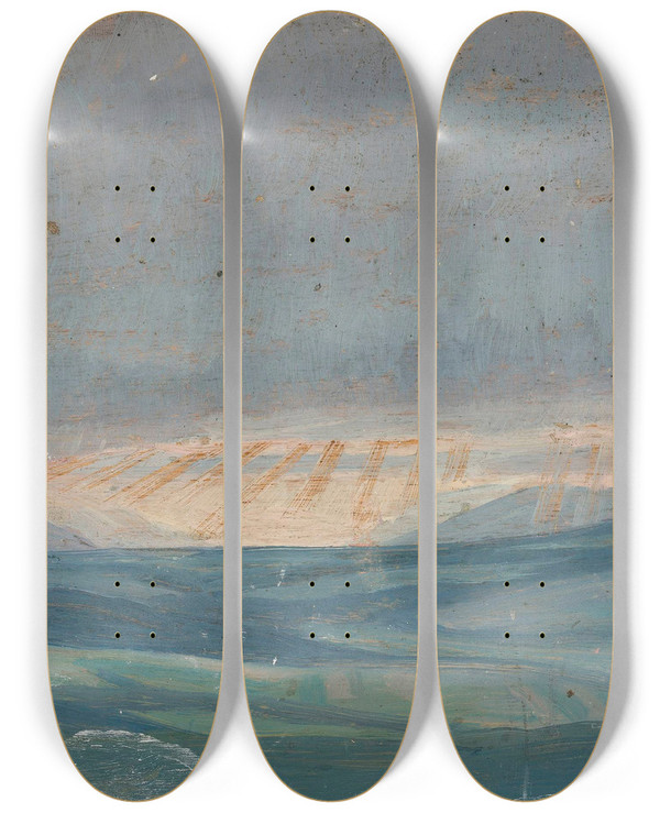 Triptych art skateboard deck of Jan Rembowski Fields by Jan Rembowski (1879-1923)