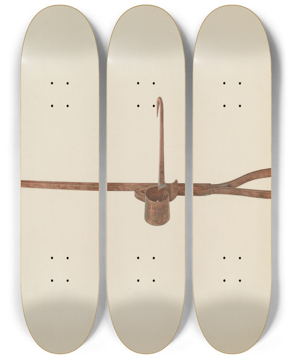 Triptych art skateboard deck of Frank M Keane Candle Sticker by Frank M Keane