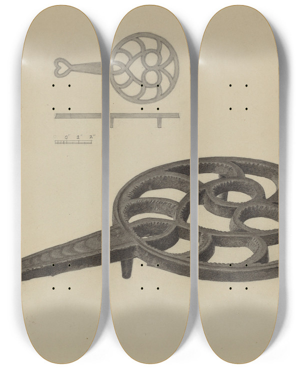 Triptych art skateboard deck of Salvatore Borrazzo Pa German Flatiron Holder_2 by Salvatore Borrazzo