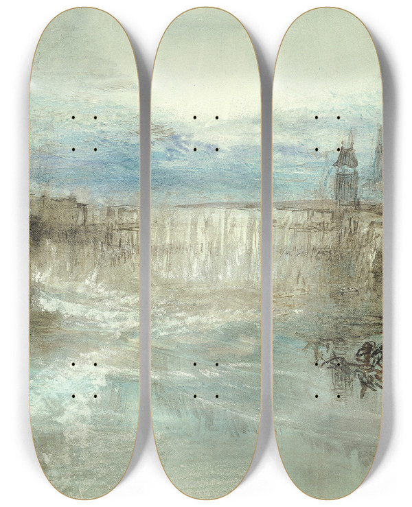 Triptych art skateboard deck of Joseph Mallord William Turner View Of Lucerne by Joseph Mallord William Turner (1775-1851)