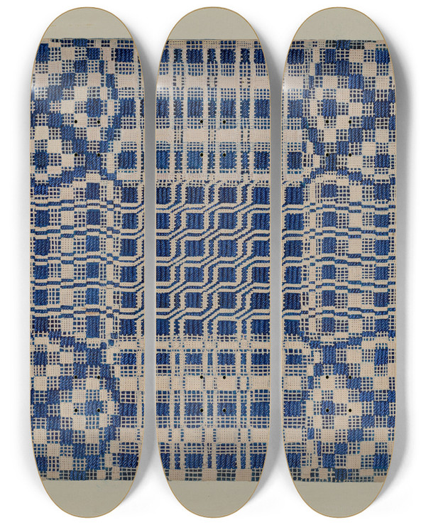 Triptych art skateboard deck of Cornelius Christoffels Coverlet_20 by Cornelius Christoffels (1879-1960)