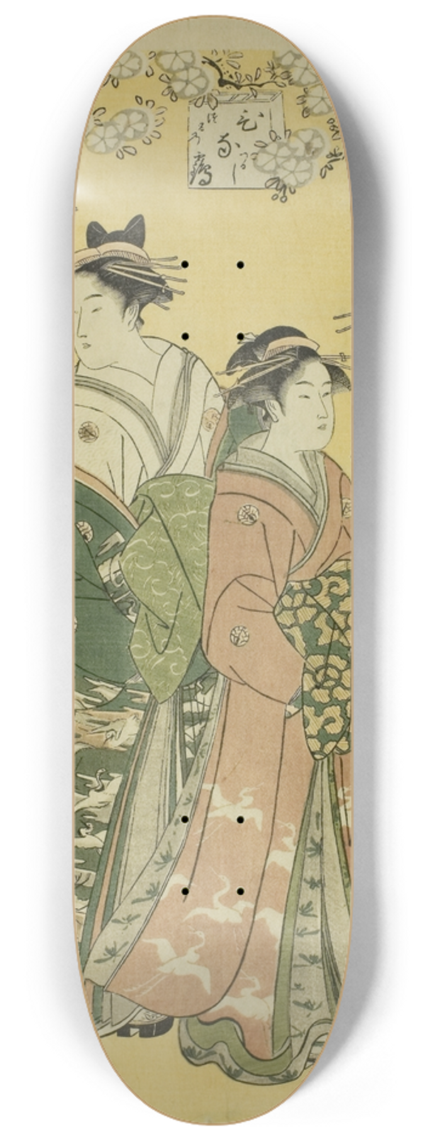 Eishsai Chki - The Courtesan Hinazuru of the Chojiya and Her Attendants 8.25 inch art skate deck