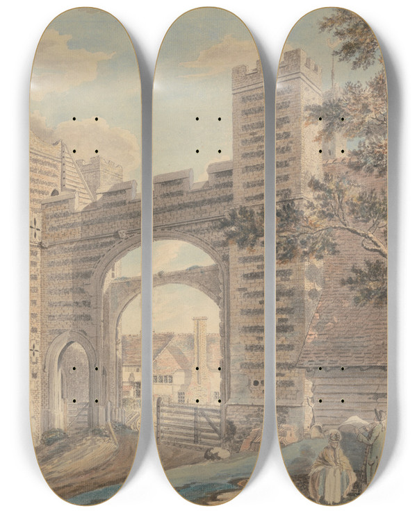 Triptych art skateboard deck of James Miller Dandelion Farm Near Margate by James Miller (1773-1814)