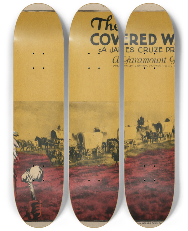 Triptych art skateboard deck of James Cruze The Covered Wagon_2 by James Cruze