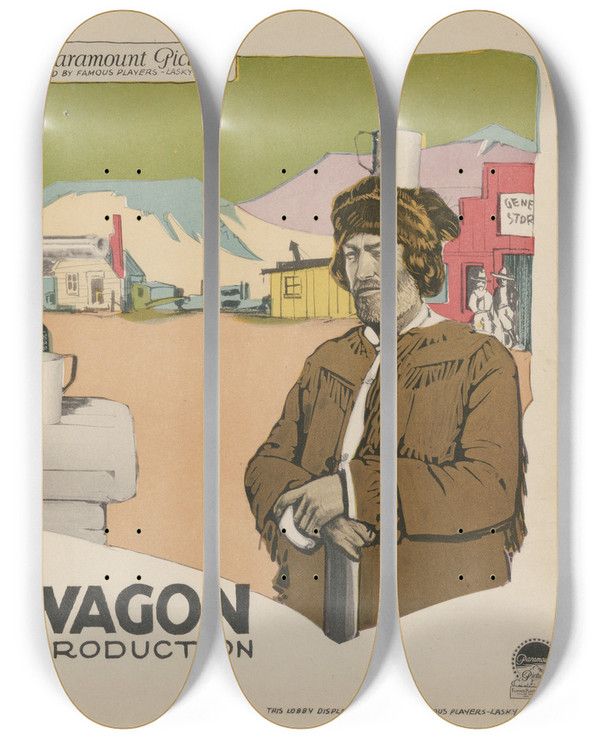 Triptych art skateboard deck of James Cruze The Covered Wagon_3 by James Cruze