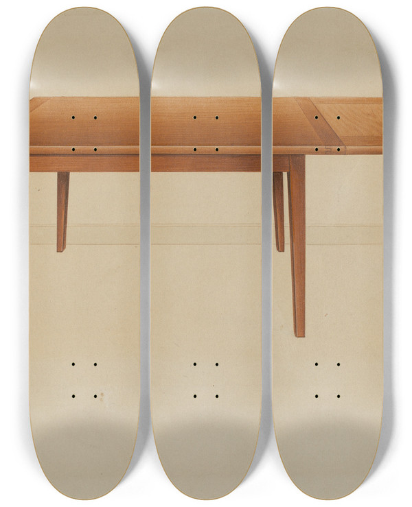 Triptych art skateboard deck of Anne Ger Table by Anne Ger
