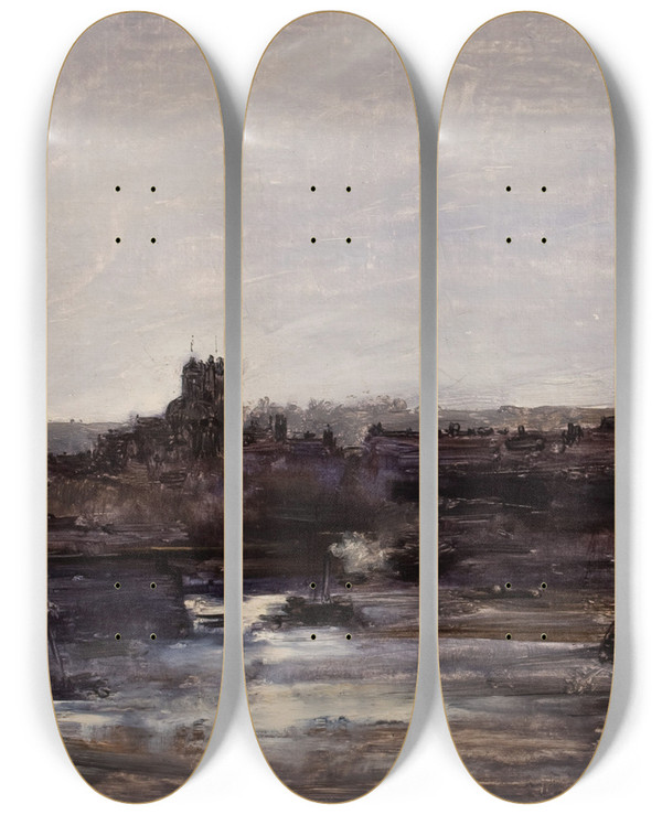 Triptych art skateboard deck of Antoine Vollon Dieppe by Antoine Vollon (1833-1900)