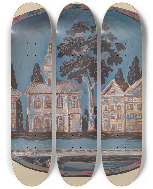 Triptych art skateboard deck of Stewart Wheeler Bonnet Box_1 by Stewart Wheeler