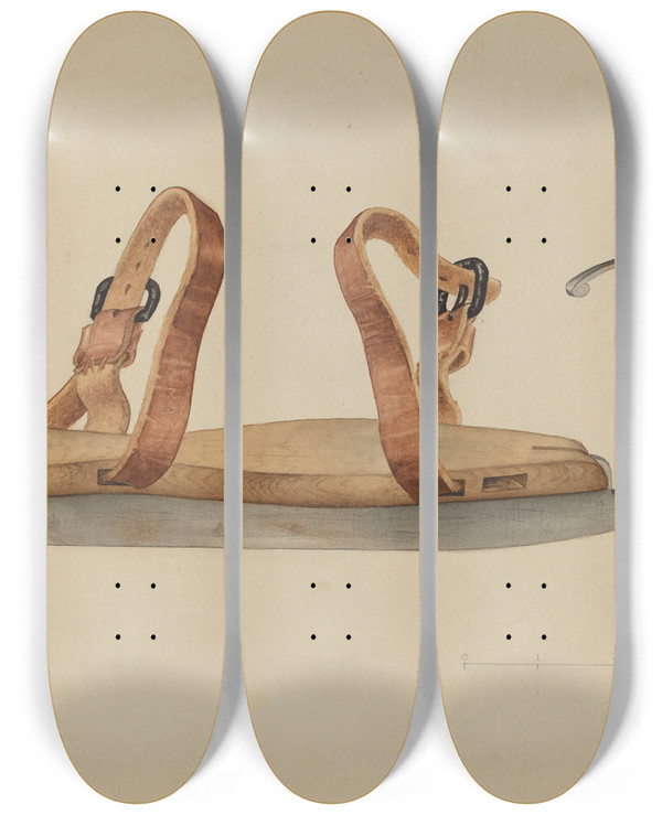 Triptych art skateboard deck of Samuel O Klein Ice Skate by Samuel O Klein