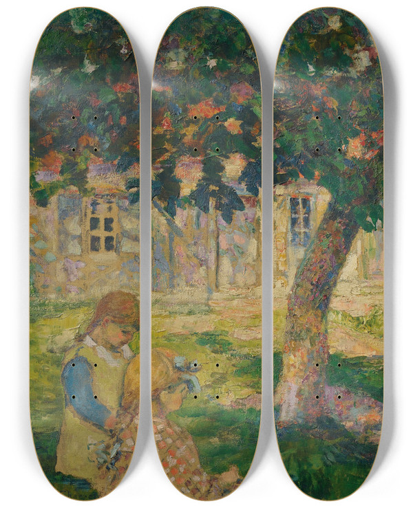 Triptych art skateboard deck of Victor Charreton Ferme En Normandie by Victor Charreton (1864-1937)
