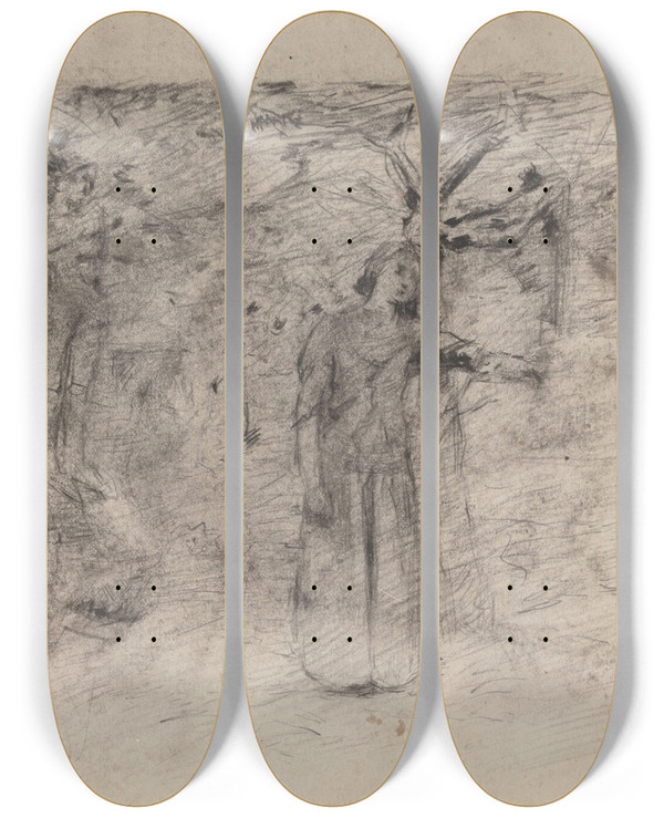 Triptych art skateboard deck of James Ensor Joan Of Arc by James Ensor (1860-1949)