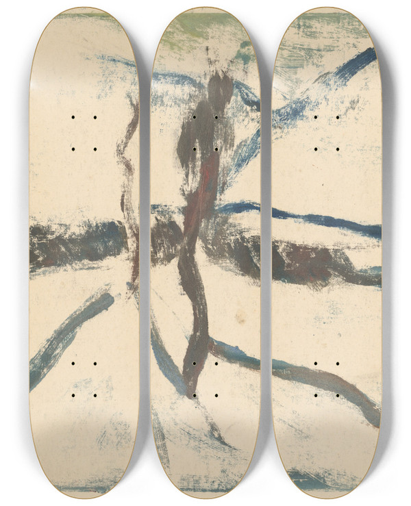 Triptych art skateboard deck of Zolo Palugyay Winter In The Mountains by Zolo Palugyay (1898-1935)