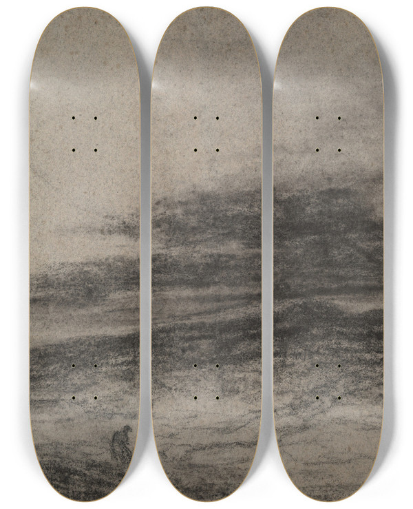 Triptych art skateboard deck of Georges Michel Landscape_1 by Georges Michel (1763-1843)