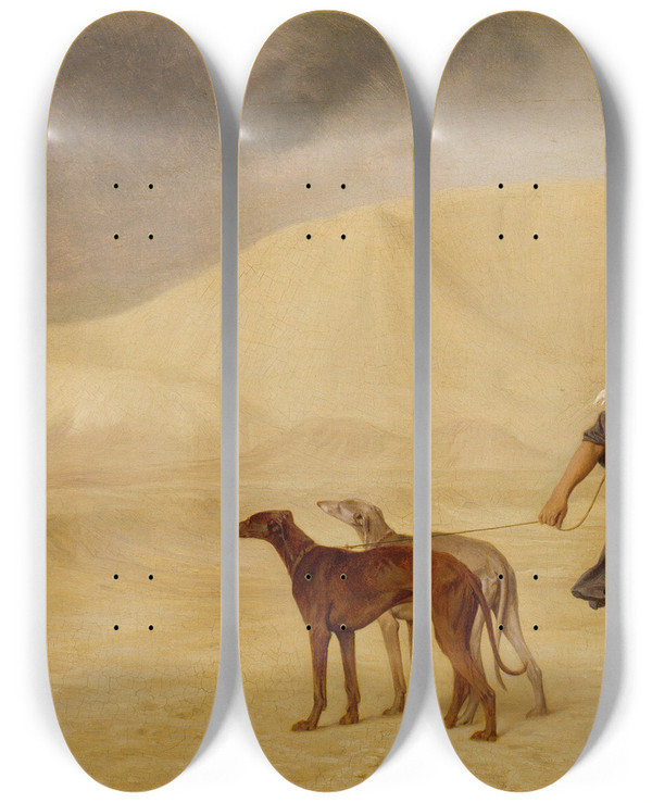 Triptych art skateboard deck of Jeanlon Grme On The Desert by Jean-Lon Grme (1824-1904)