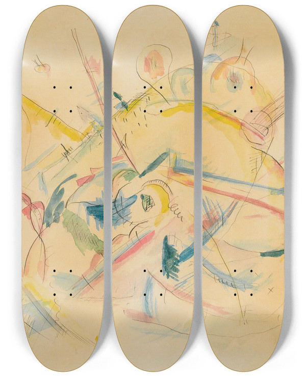Triptych art skateboard deck of Wassily Kandinsky Ohne Titel Untitled_1 by Wassily Kandinsky (1866-1944)
