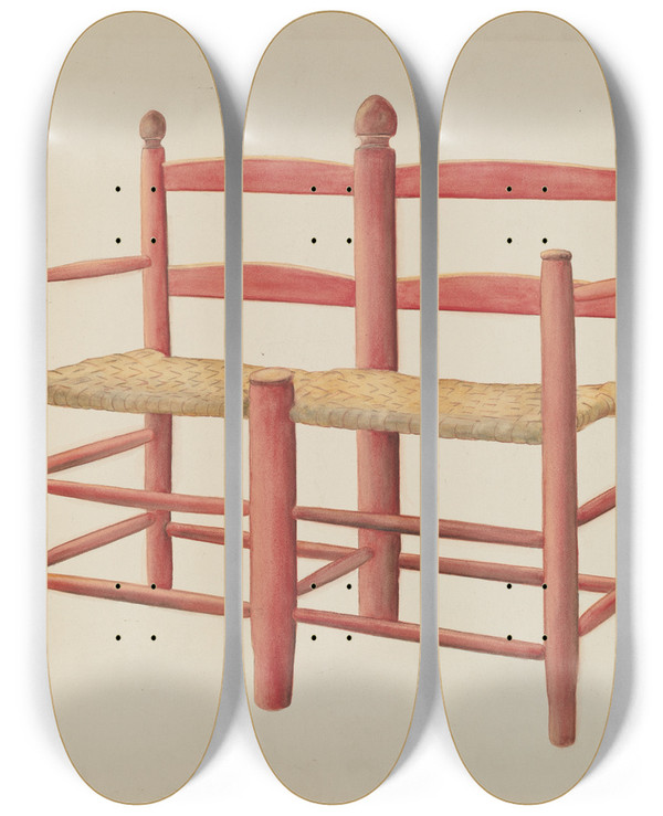Triptych art skateboard deck of Manford Shattuck Wagon Seat by Manford Shattuck